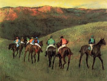 Edgar Degas : Racehorses in a Landscape